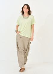 Light green kimono sleeve short shirt