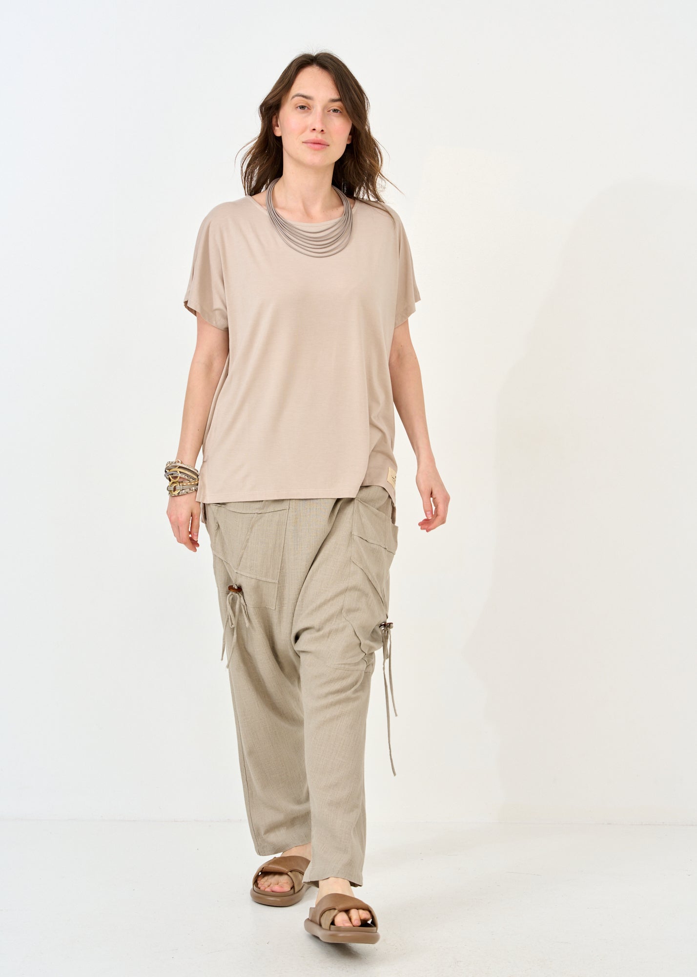 Stone kimono sleeve short shirt