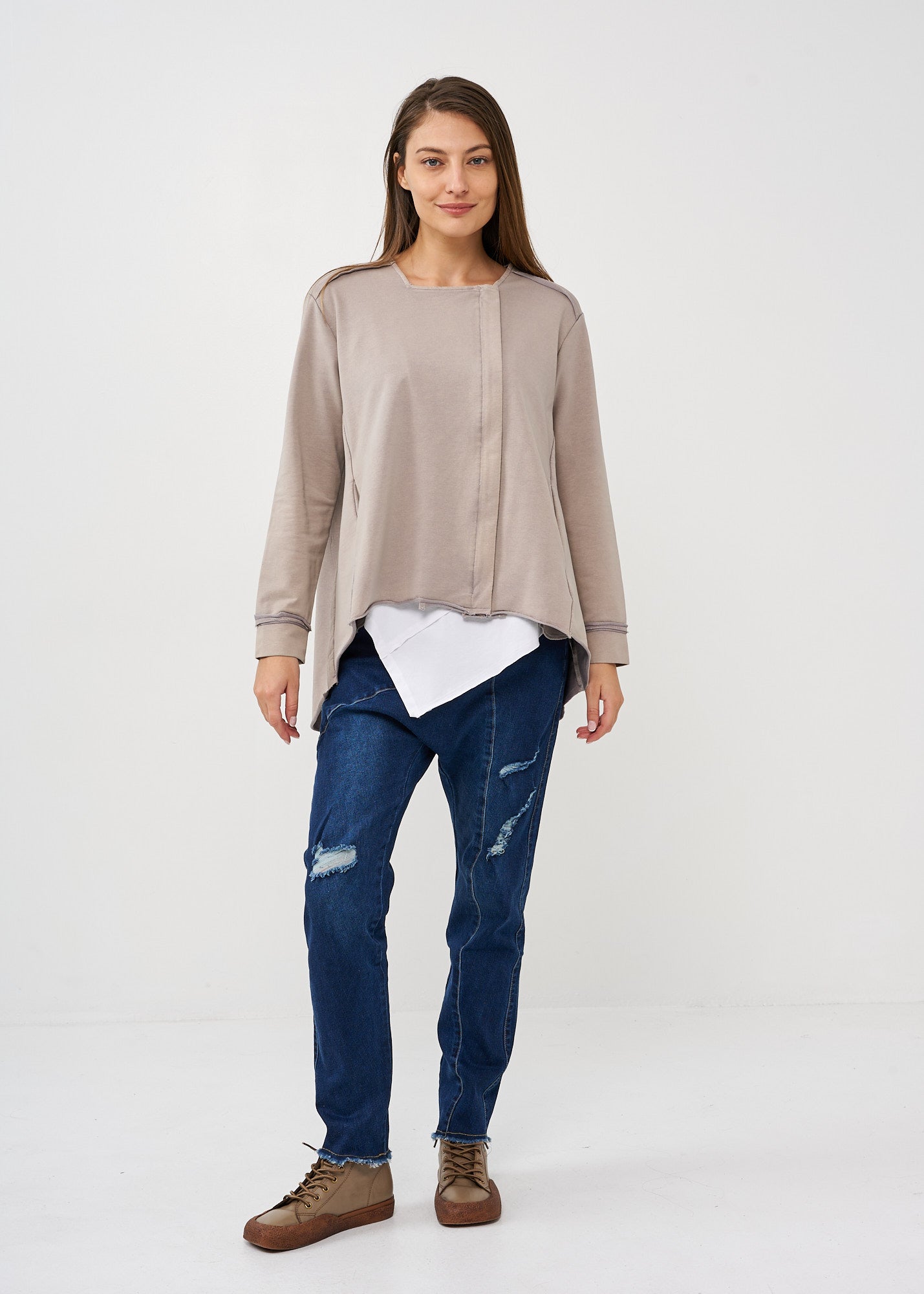 ג'קט ווש עם רוכסן מפתח מרובע אפור ווש