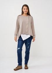 ג'קט ווש עם רוכסן מפתח מרובע אפור ווש