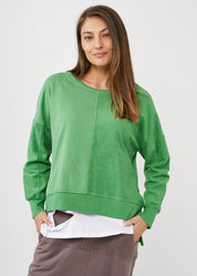 סווטשירט חצי הפוך עם ריב ירוק