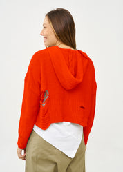 סריג עם כובע סיומת פרומה כתום