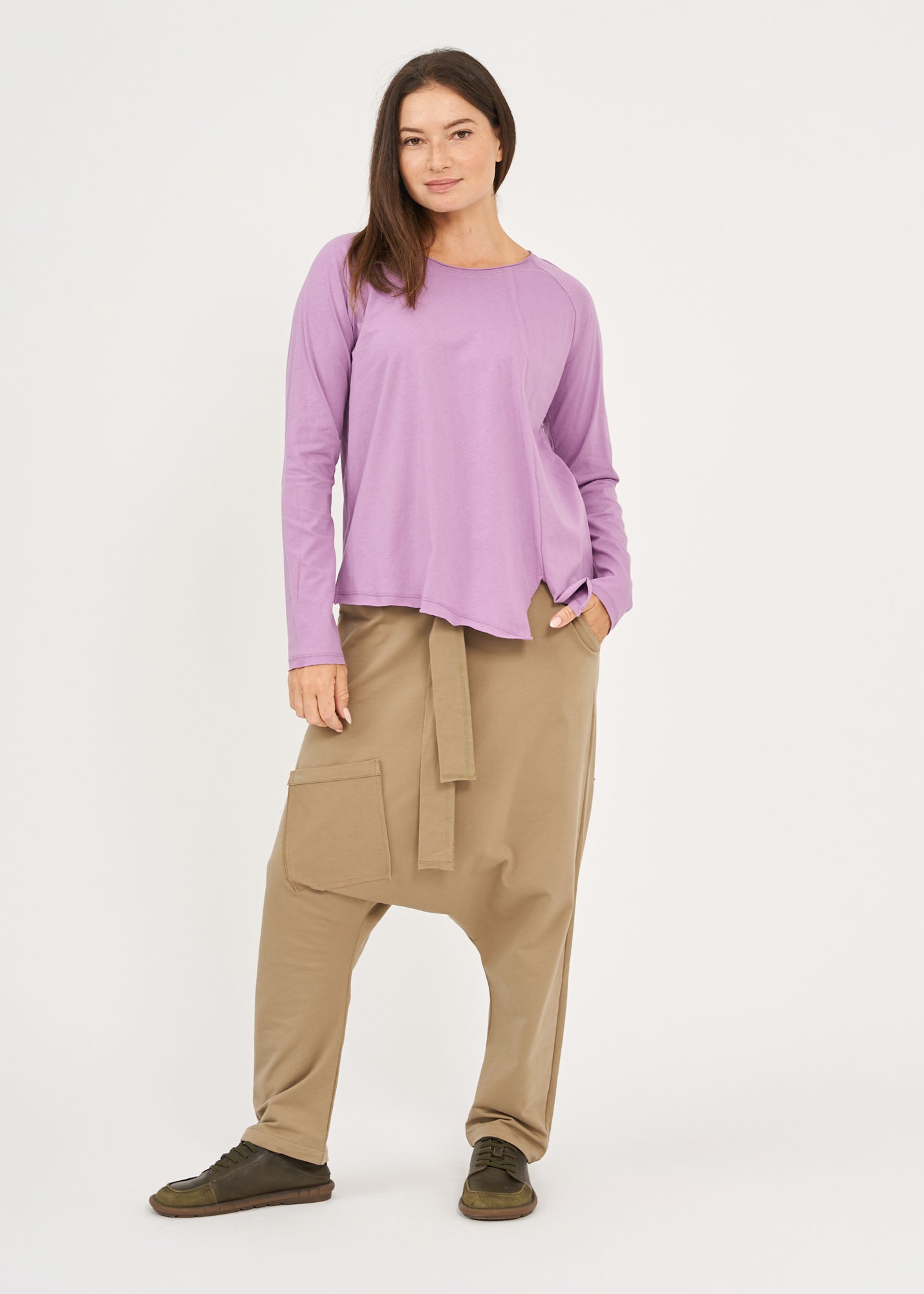 Purple cut long sleeve shirt