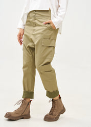 מכנסיים בוי עם כיסים שילוב צבע חום