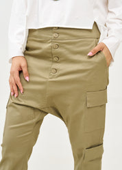 מכנסיים בוי עם כיסים שילוב צבע חום