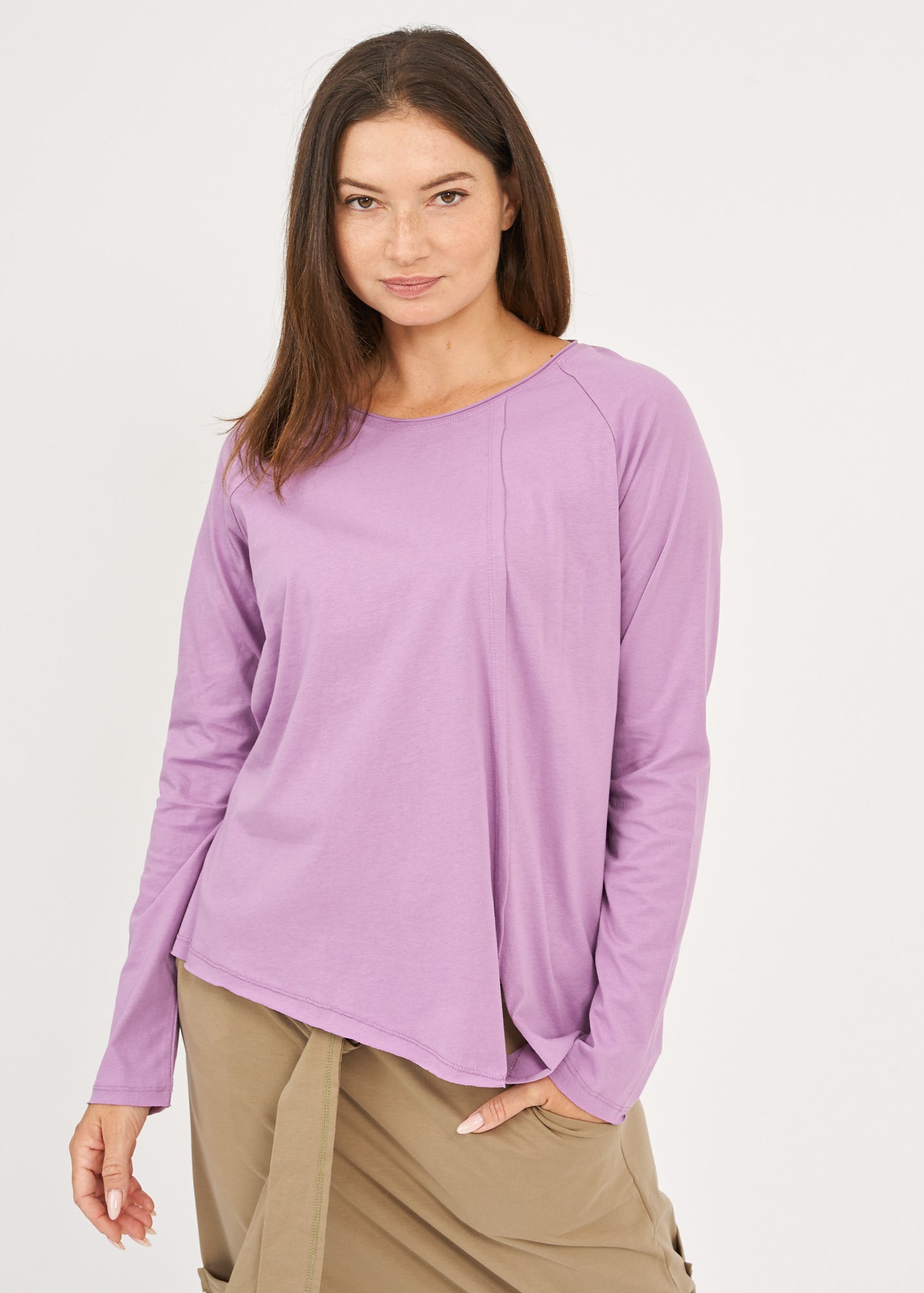 Purple cut long sleeve shirt