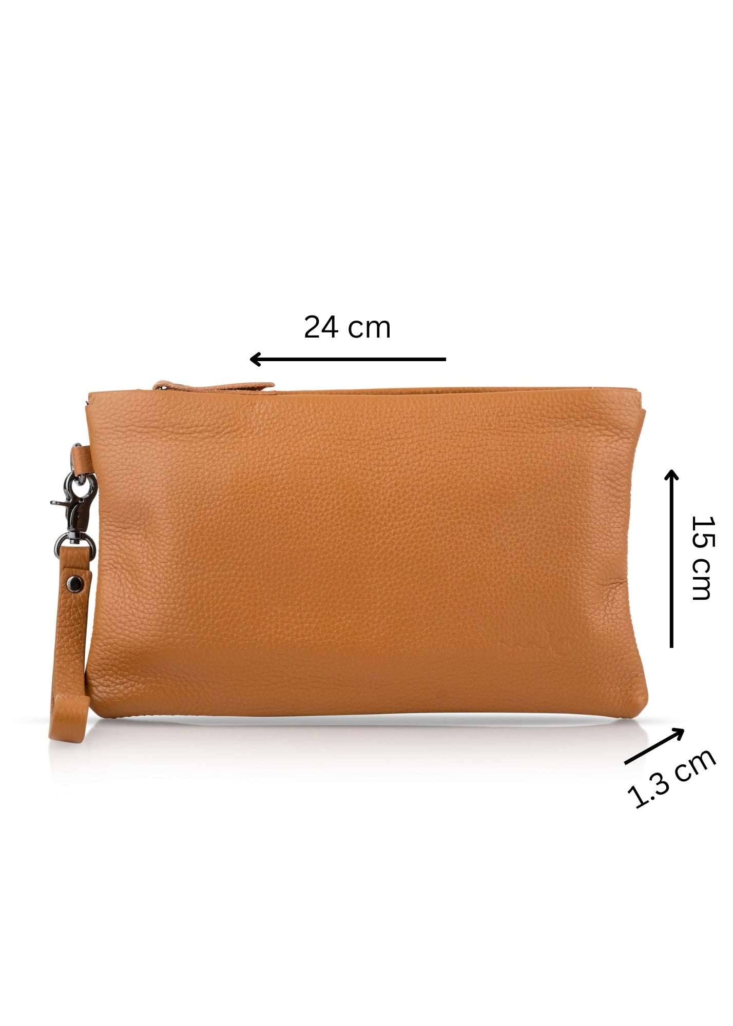 Leather evening bag with compartments for cards yellow