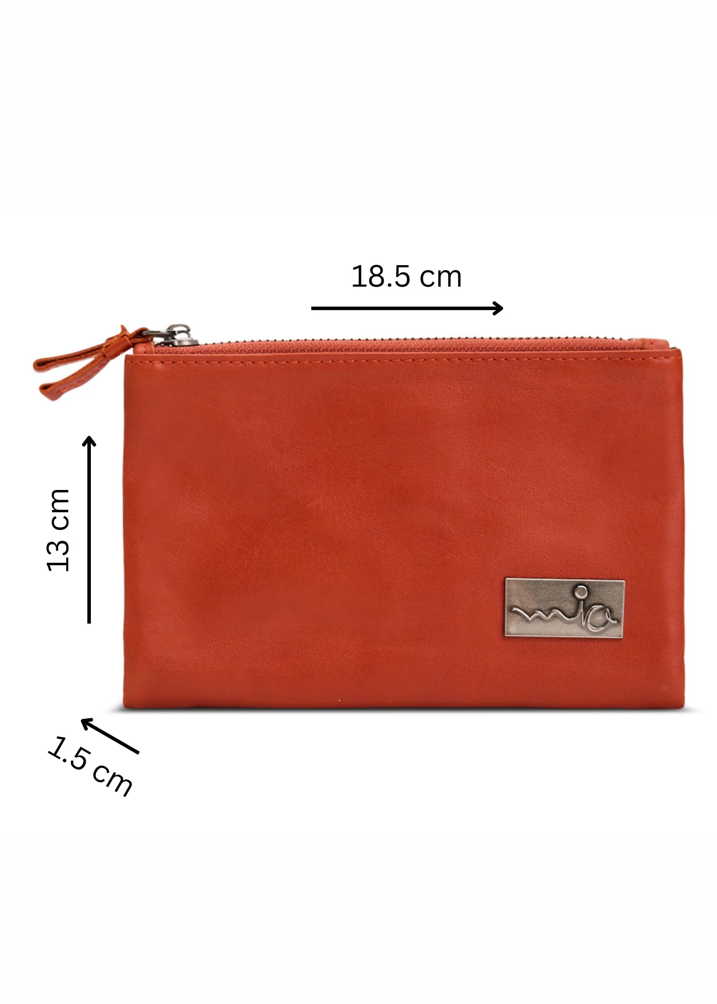 Leather wallet external zippers + orange magnet