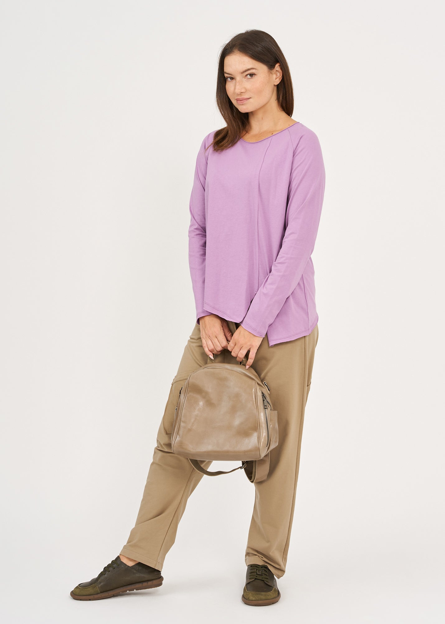 Purple cut long sleeve shirt