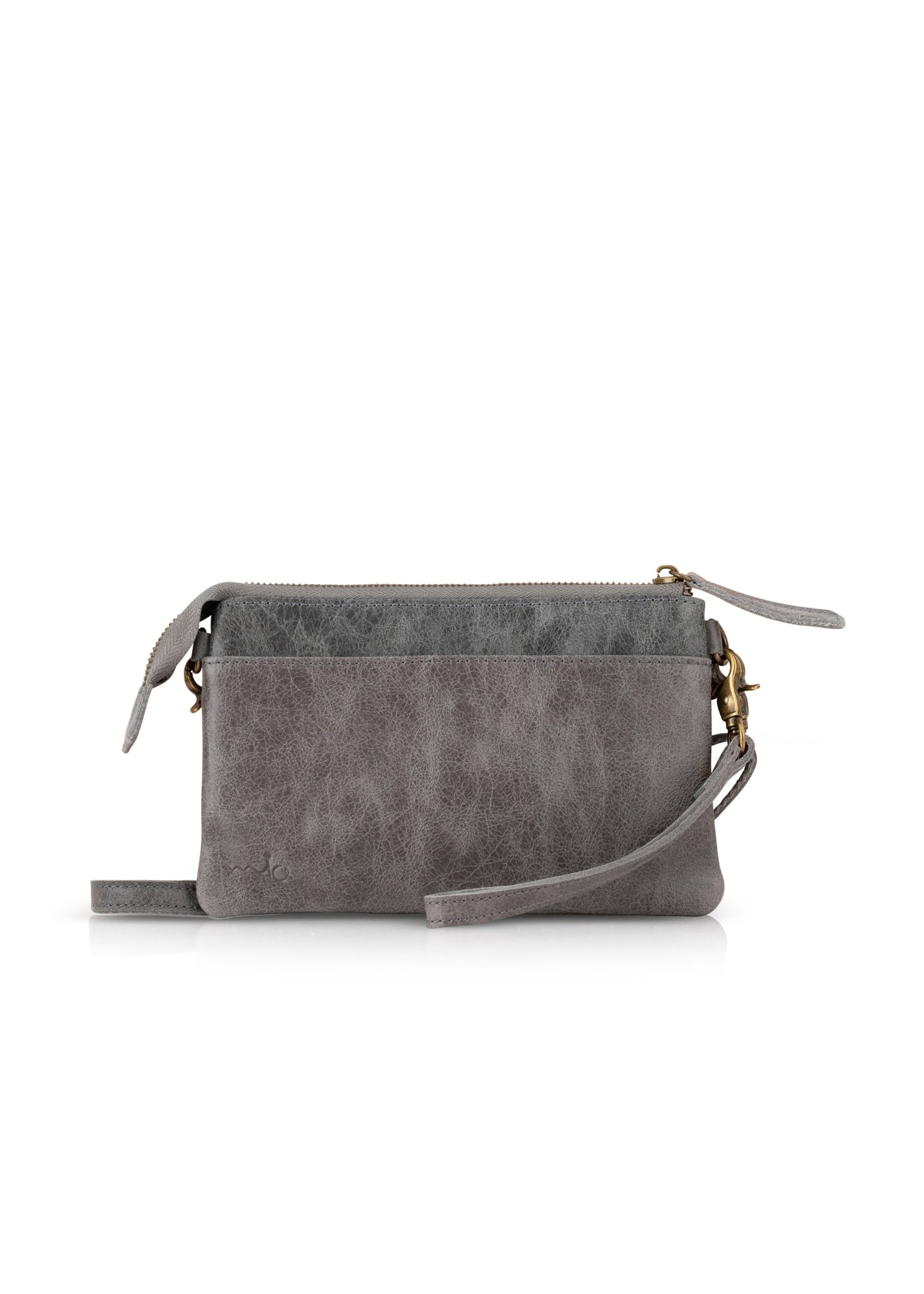 Large gray square leather wallet