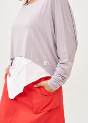 חולצה שרוול ארוך דקה אפור בהיר