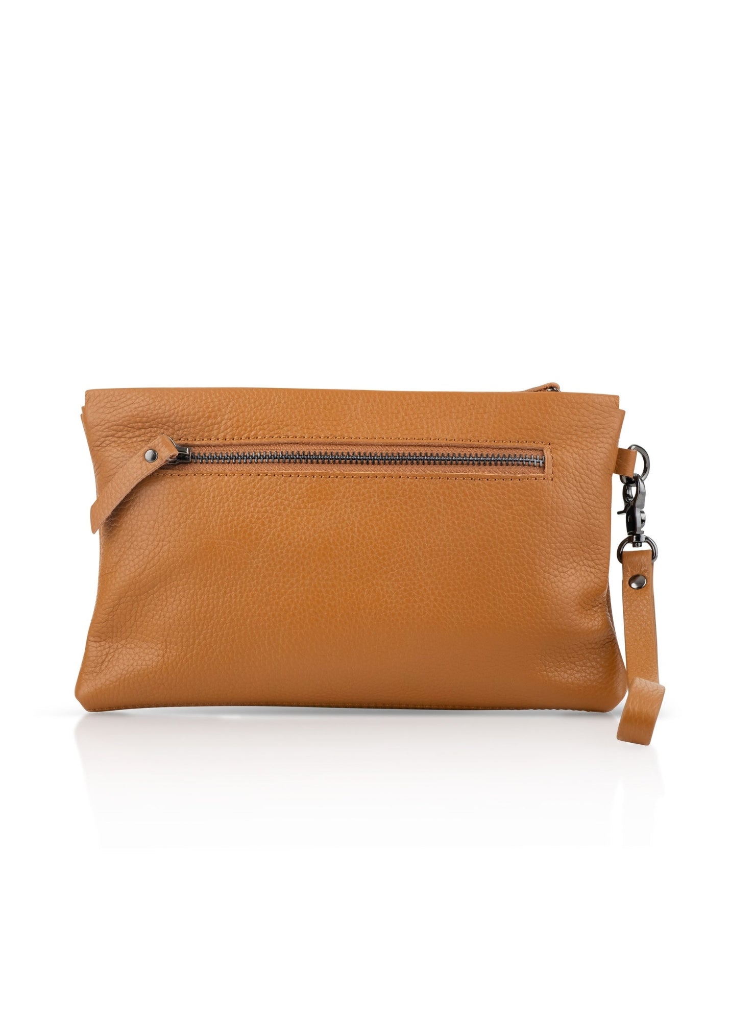 Leather evening bag with compartments for cards yellow