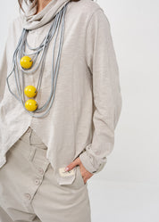 חולצת גולף דקה סיומת שפיצים אפור בהיר