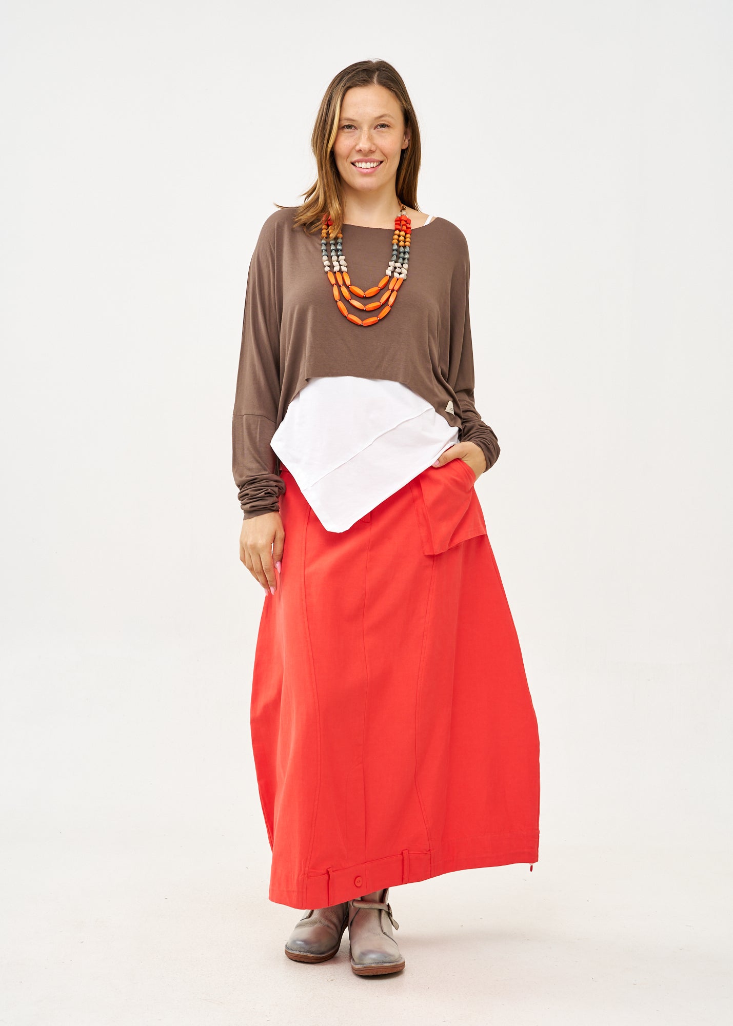 Brown thin long sleeve shirt