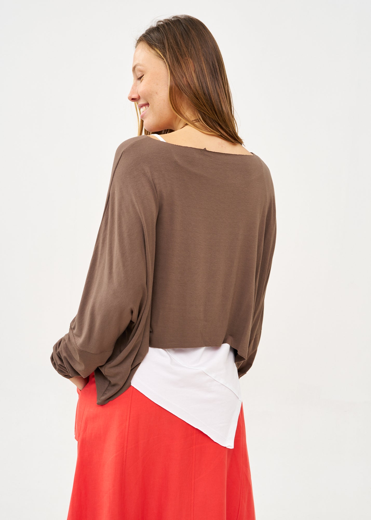 Brown thin long sleeve shirt