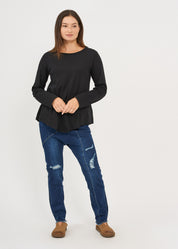 Black long sleeve triangular ending t-shirt