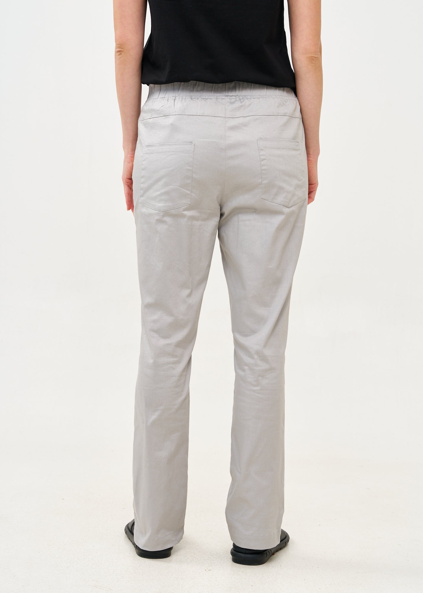 מכנסיים ארוכים עם גומי למעלה 5 כיסים אפור בהיר