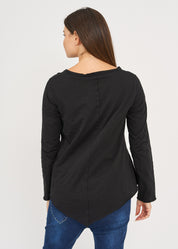 Black long sleeve triangular ending t-shirt