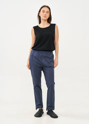 מכנסיים ארוכים עם גומי למעלה 5 כיסים כחול כהה