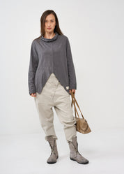 חולצת גולף דקה סיומת שפיצים אפור כהה