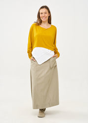 חולצה שרוול ארוך דקה חרדל