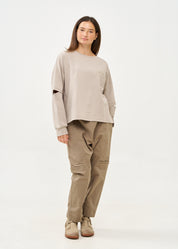 סווטשירט שרוול ארוך שרוולים עם פתח אפור