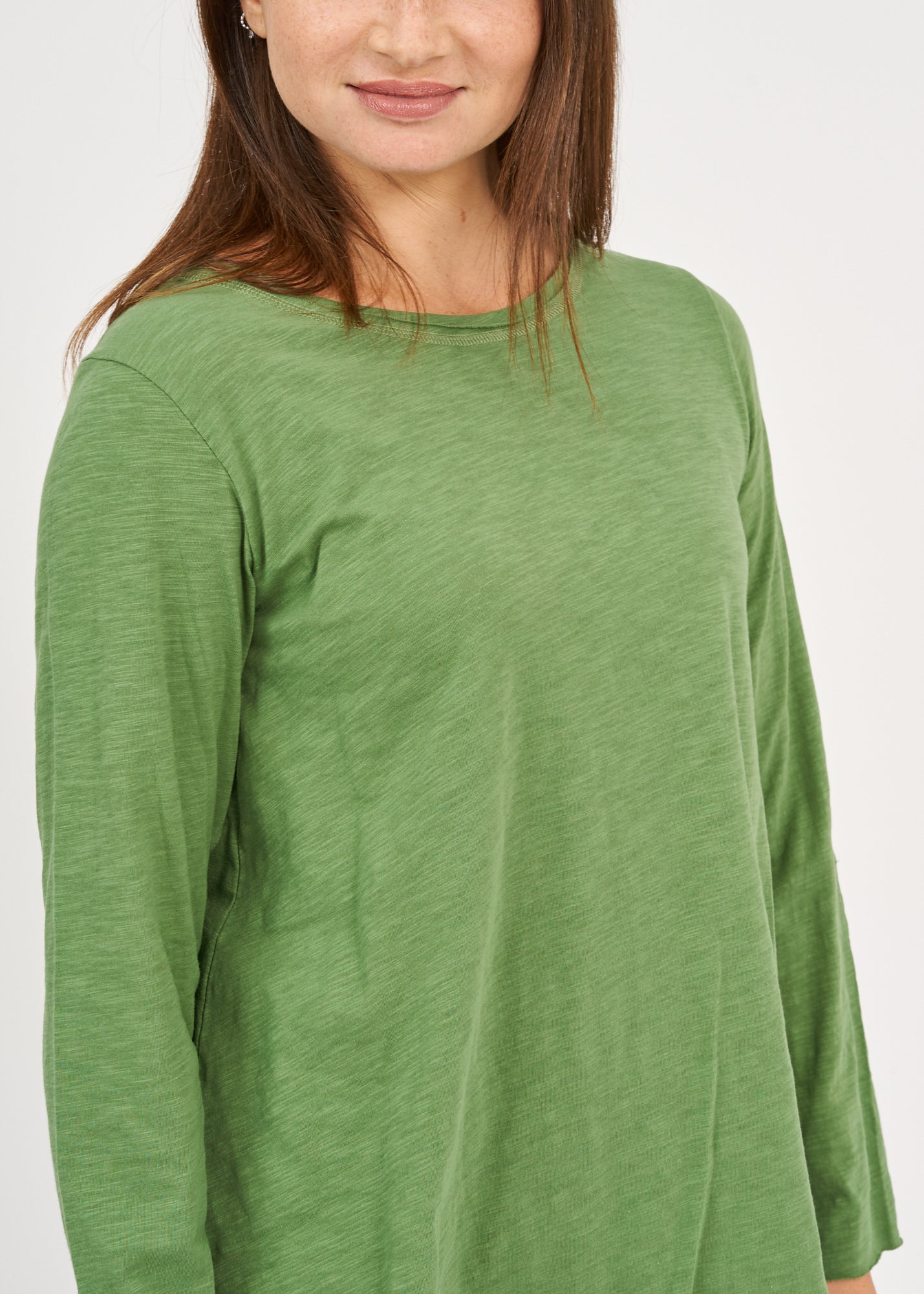 Green long sleeve triangular ending t-shirt