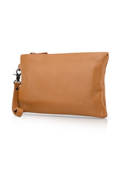 Leather evening bag with compartments for cards yellow