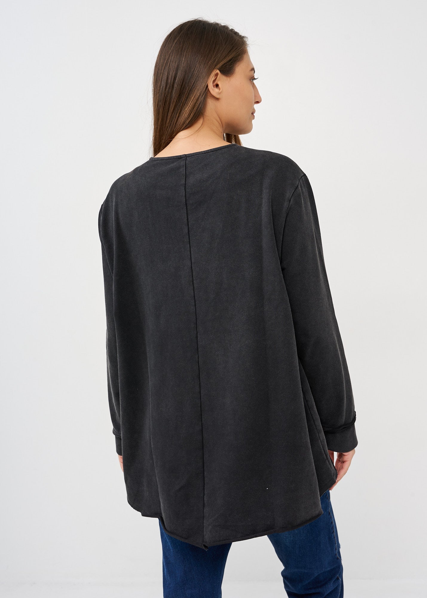 ג'קט ווש עם רוכסן מפתח מרובע שחור ווש