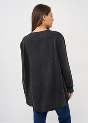 ג'קט ווש עם רוכסן מפתח מרובע שחור ווש