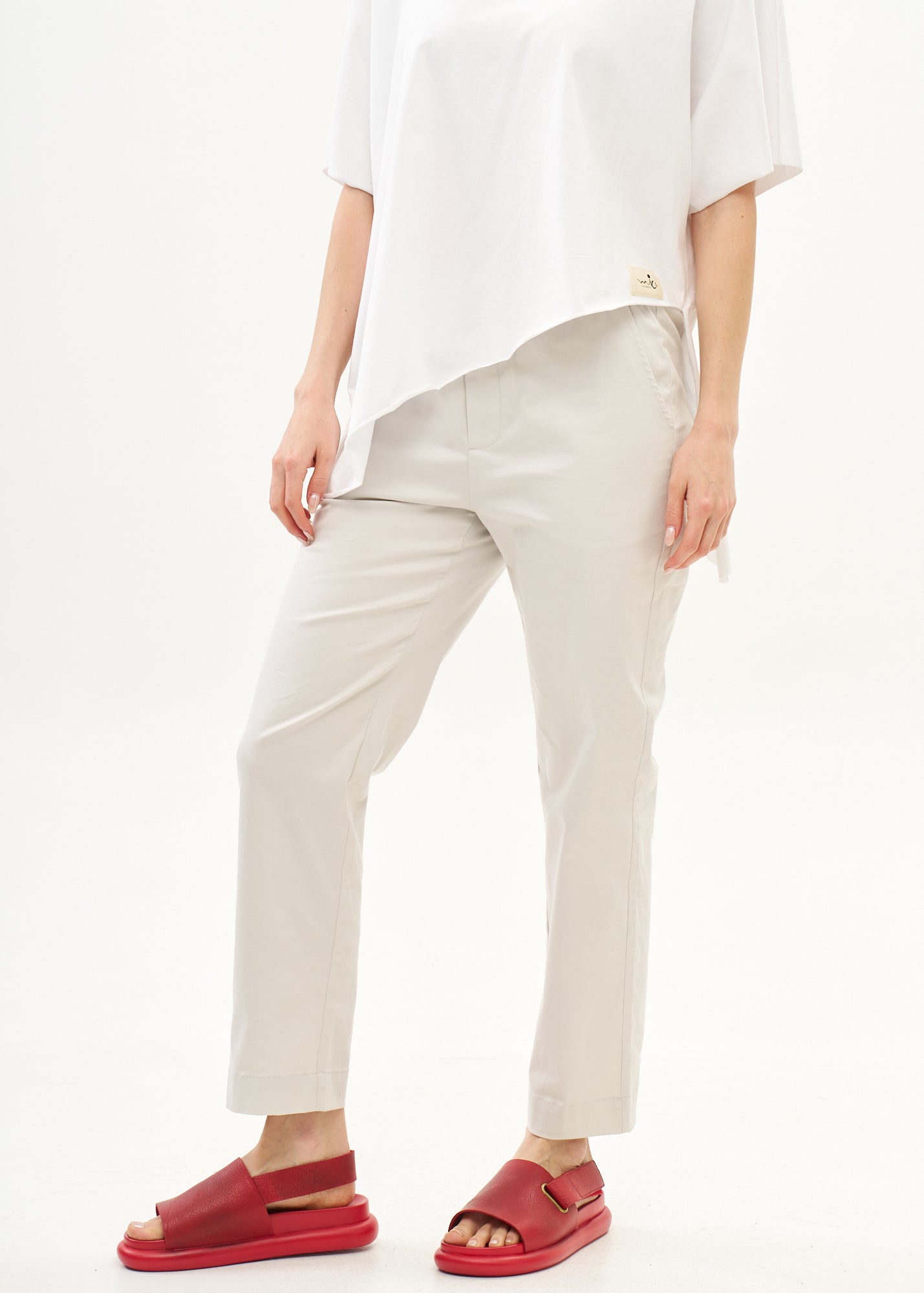 Pants with elastic and inner drawstring Stone