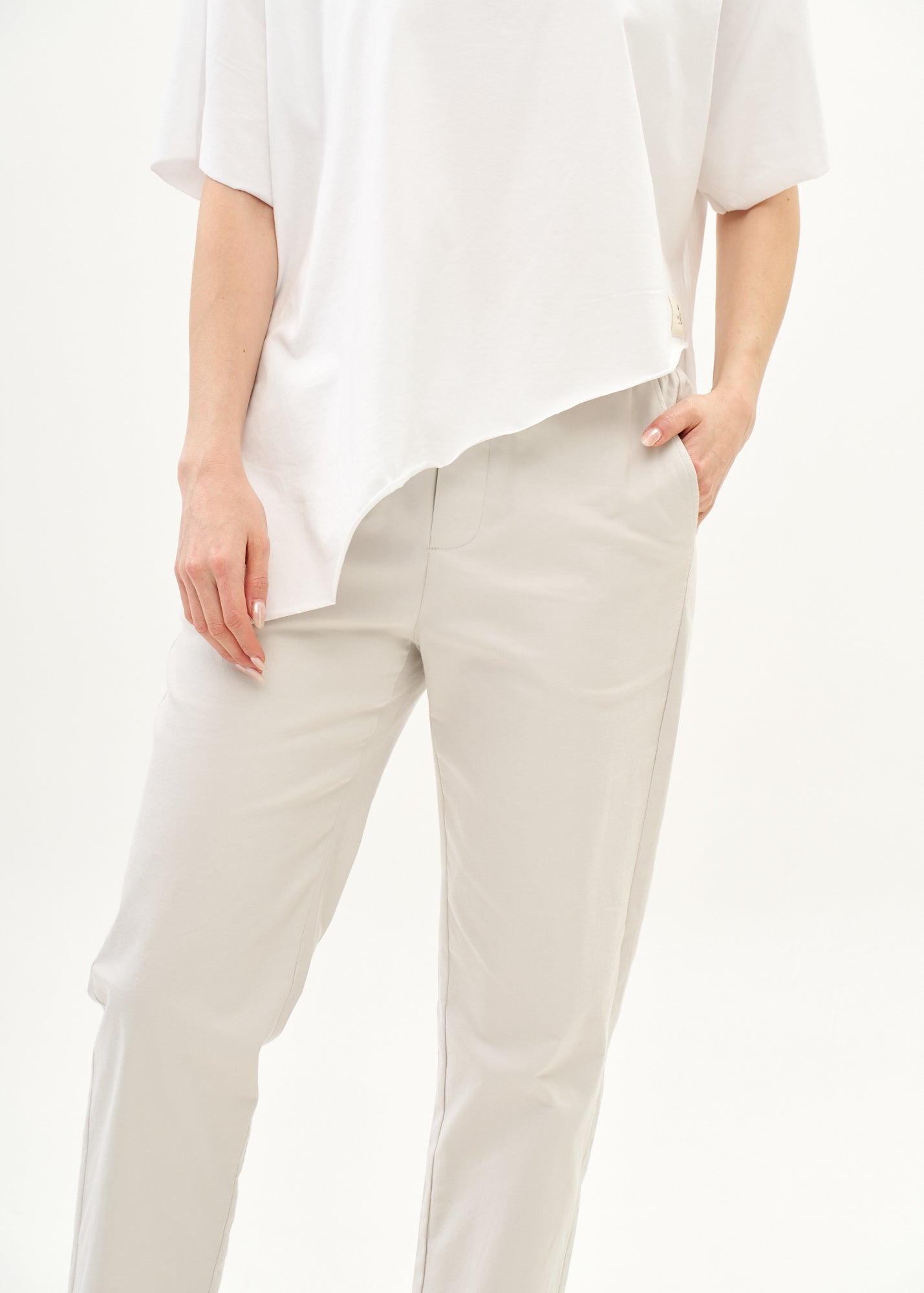 Pants with elastic and inner drawstring Stone