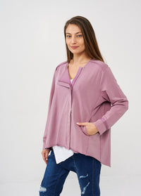 Wash jacket with a square key zipper, purple wash - 00