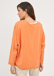 חולצה אוברסייז שרוול ארוך כתום