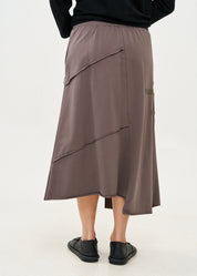Asymmetrical skirt with reverse combination and dark gray ribbons