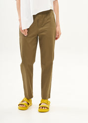 Pants with elastic and inner drawstring, brown