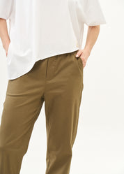 Pants with elastic and inner drawstring, brown
