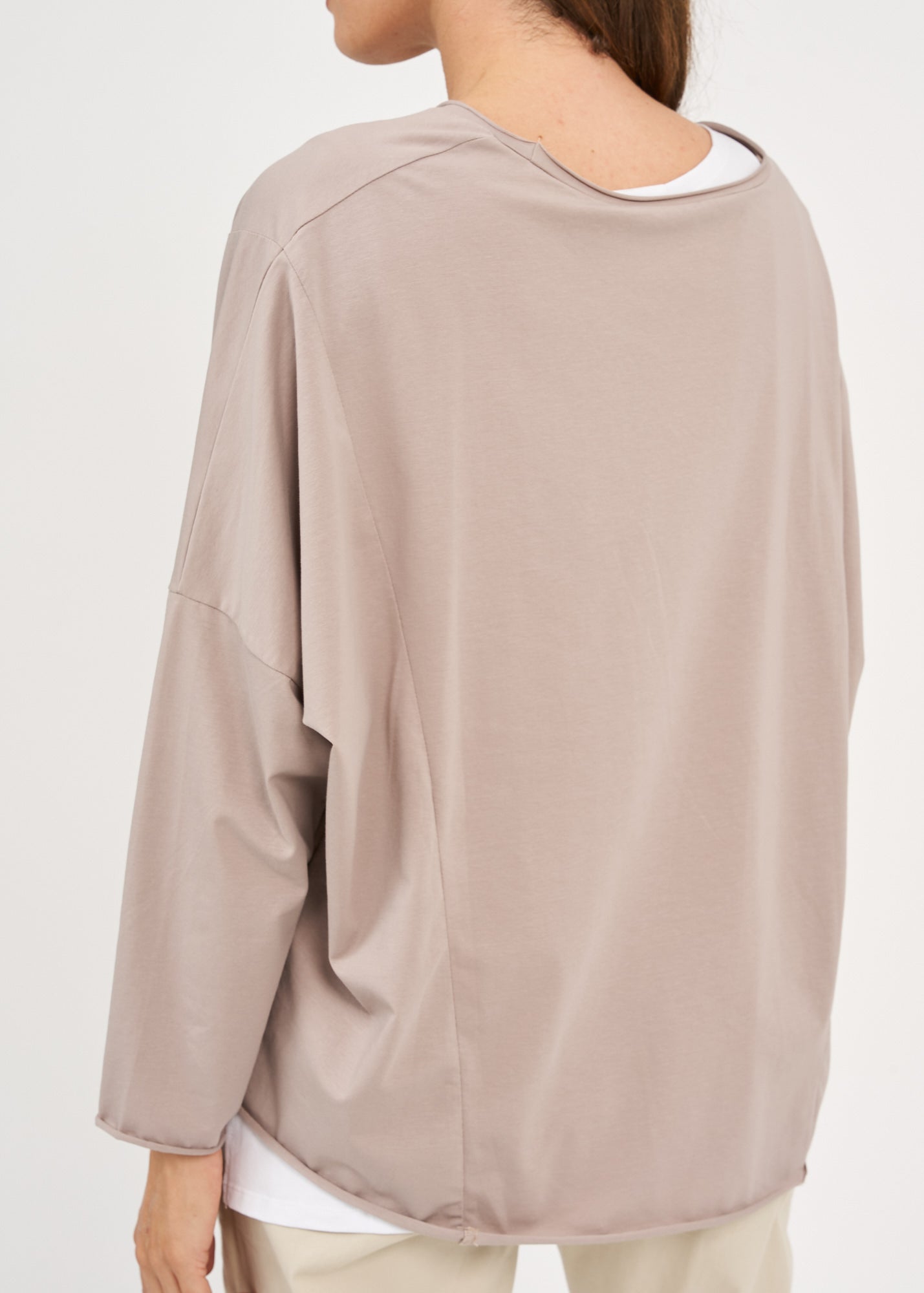 חולצה אוברסייז שרוול ארוך חום בהיר