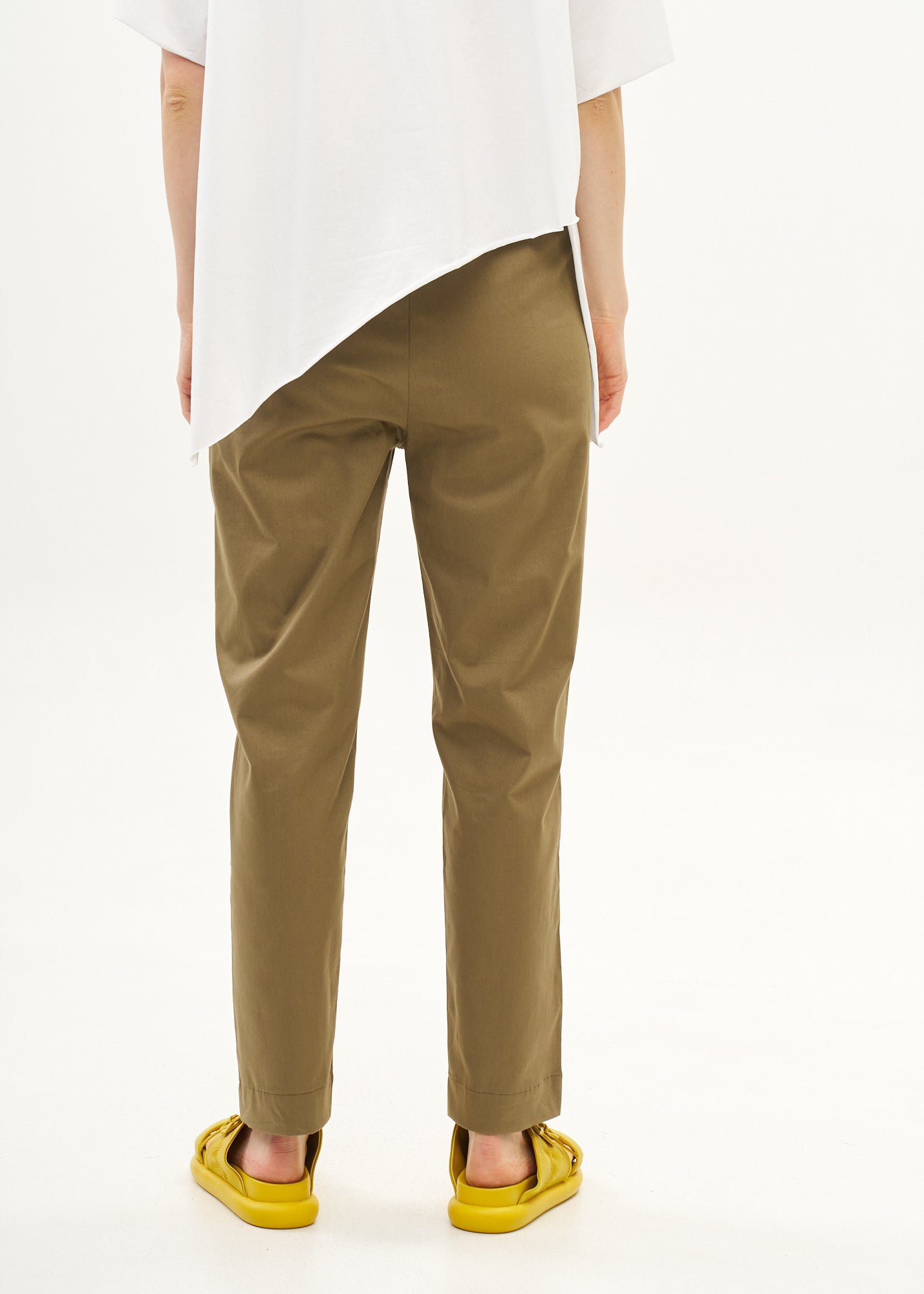 Pants with elastic and inner drawstring, brown