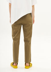 Pants with elastic and inner drawstring, brown