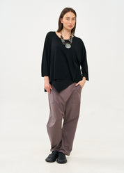 חולצה ארוכה בד סלאב שחור