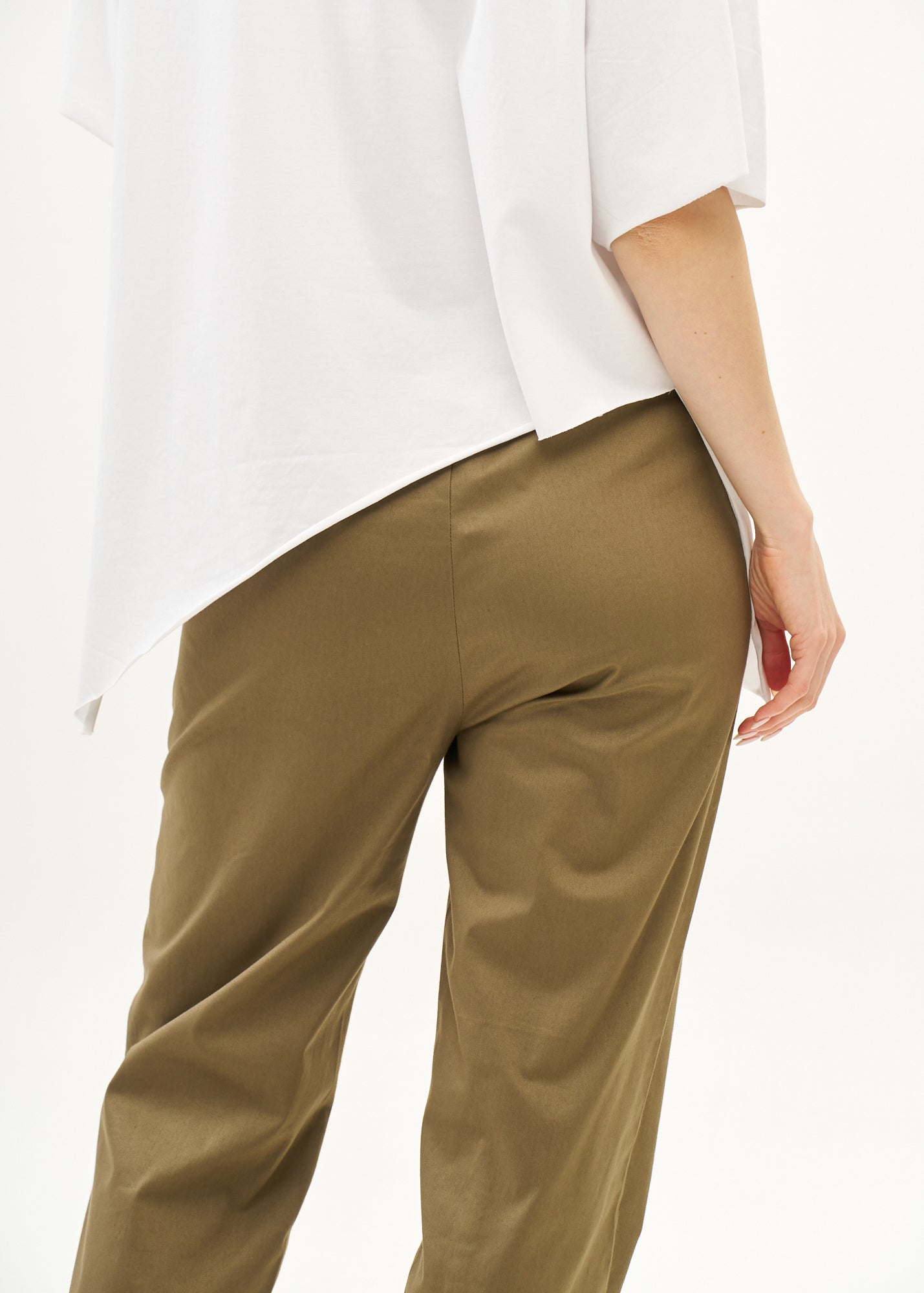 Pants with elastic and inner drawstring, brown