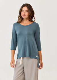 3/4 sleeve long back blue shirt - 00