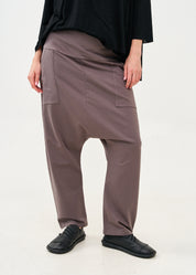 מכנסיים שקי מותן גבוהה אפור