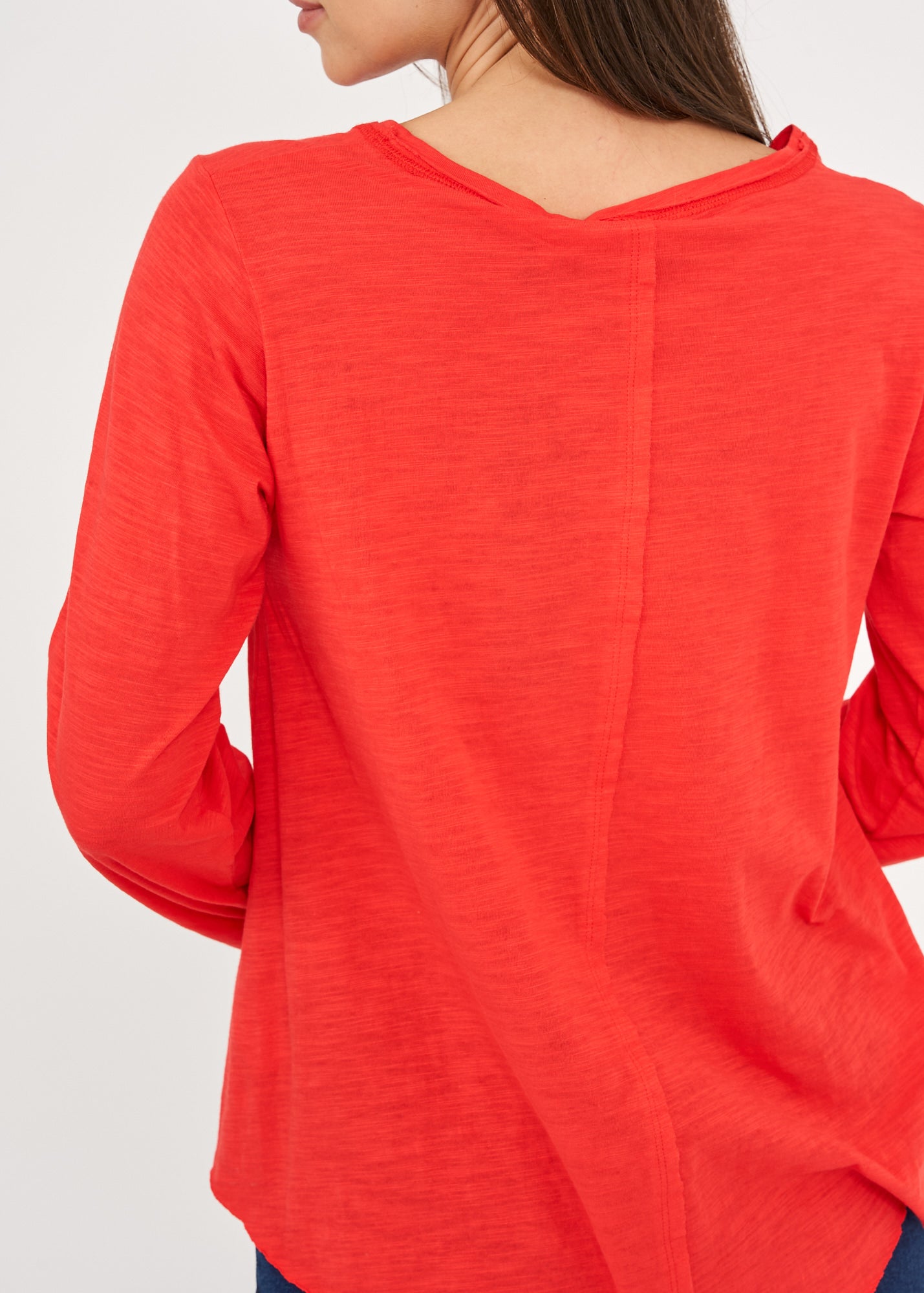 Orange long sleeve triangular ending t-shirt