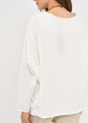 חולצה אוברסייז שרוול ארוך לבן