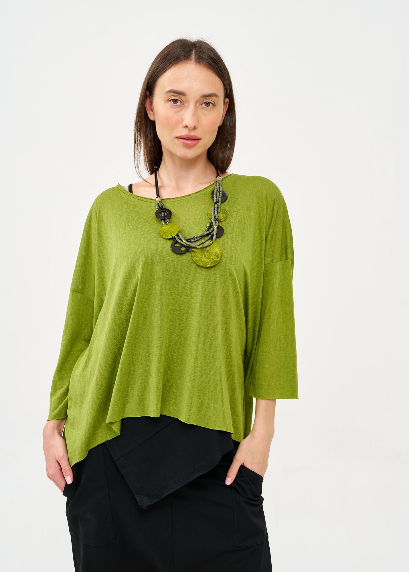 חולצה ארוכה בד סלאב ירוק