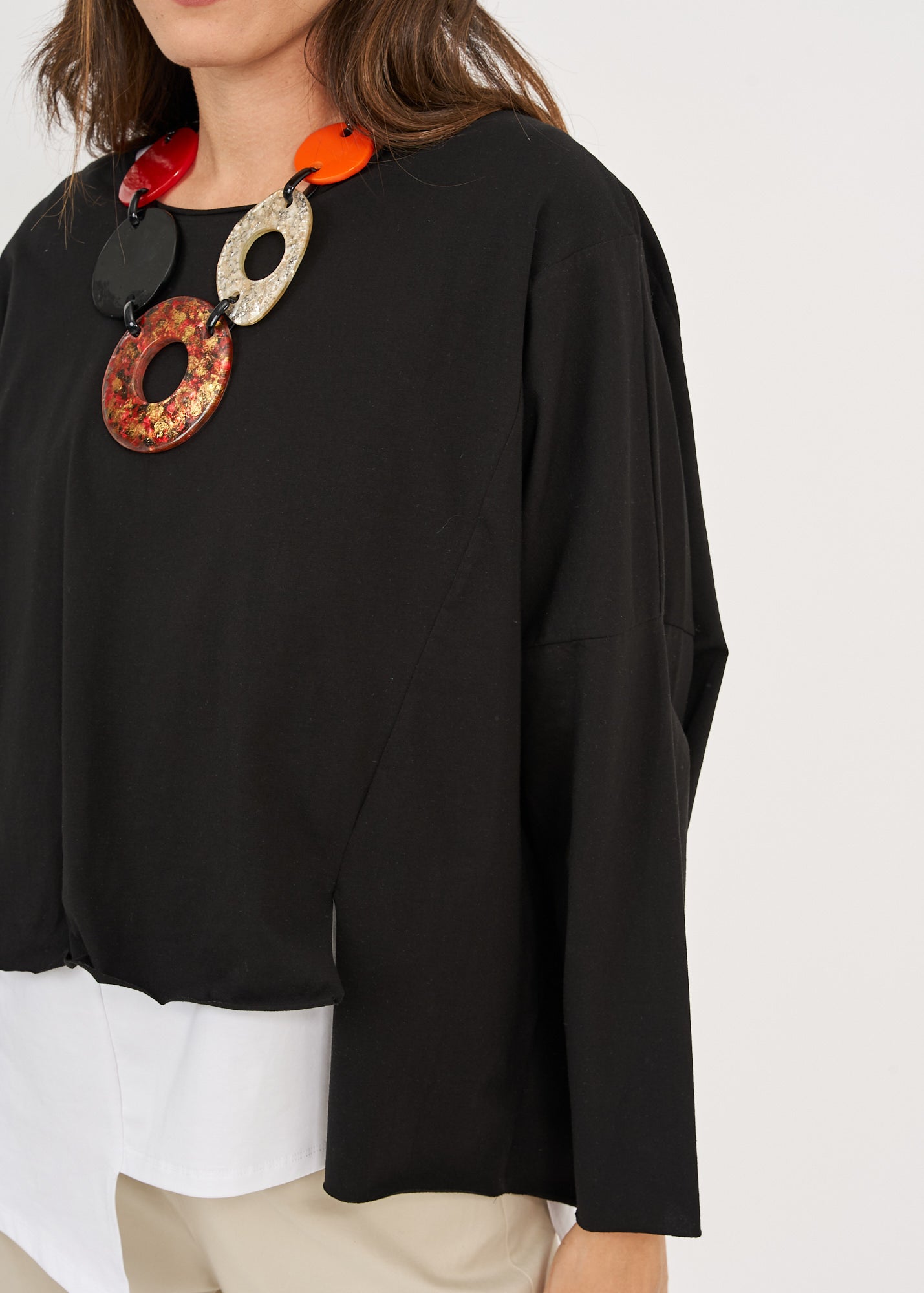 חולצה אוברסייז שרוול ארוך שחור