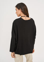 חולצה אוברסייז שרוול ארוך שחור