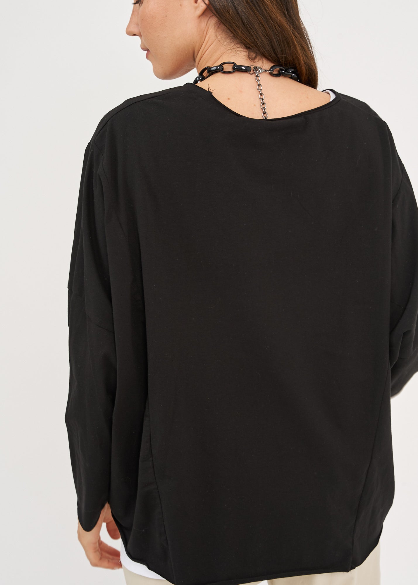 חולצה אוברסייז שרוול ארוך שחור